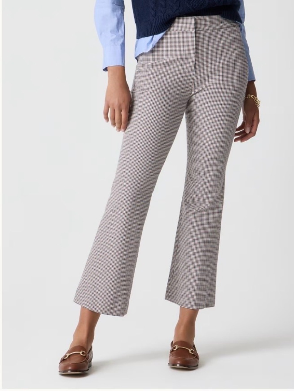 J. Crew Kelsey Kick Flare Plaid Cropped Pants